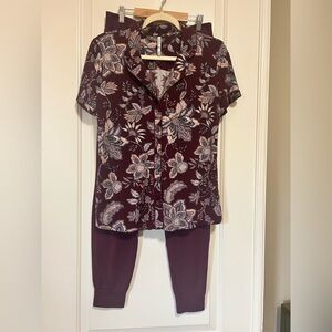 ♥️🌸 Soma Cool Nights Pajama top & Burgundy Pajama Bottoms 🌸♥️